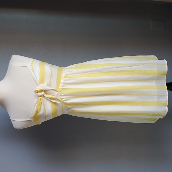 Maurices Dresses & Skirts - Maurices Babydoll Cutout Front Tie Yellow Stripe Mini Dress Sundress M